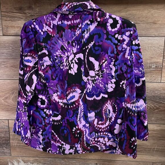 Nue Options Petites Cardigan Jacket Blazer, NWT, Size PM, Purple Floral - Picture 7 of 7